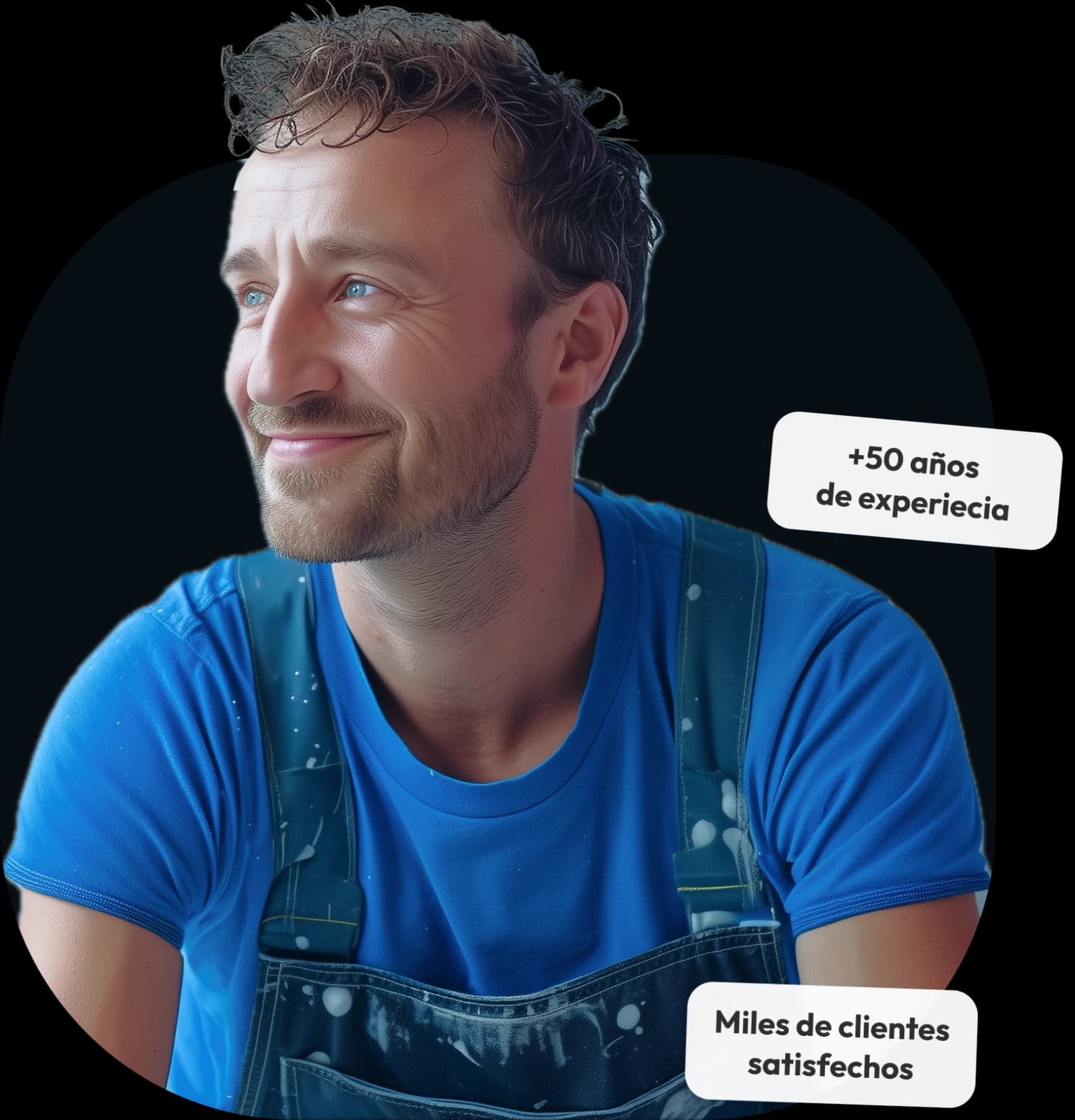 Profesional de baño mirando hacia el copy