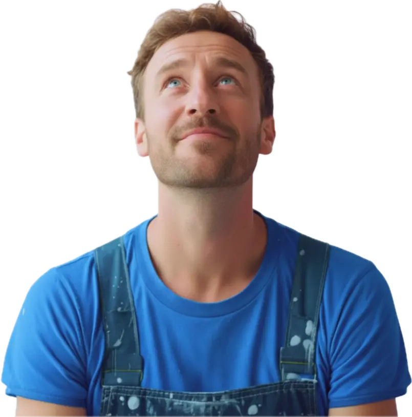 Obrero mirando el botón